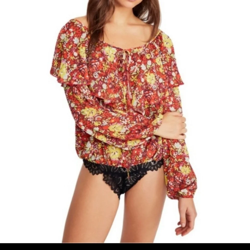 Free People intimately floral Orange body suit Say it to me boho S P - Picture 4 of 11